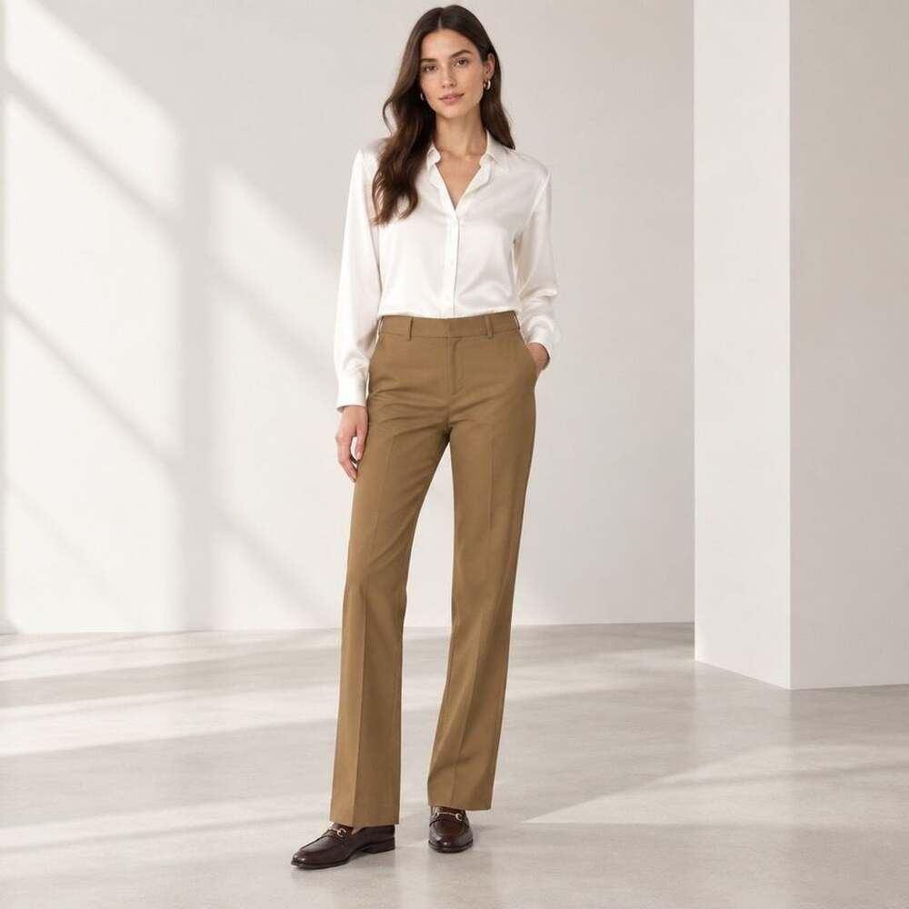 J.Crew Favorite Fit Pants Size 8 Khaki Brown Cotton Blend Trousers